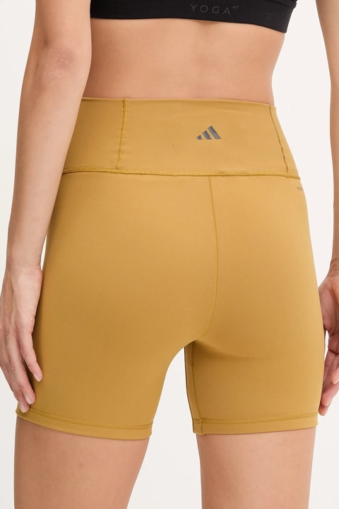 adidas Performance szorty do jogi All Me kolor żółty gładkie high waist JI8348 - zdjęcie produktu nr 2
