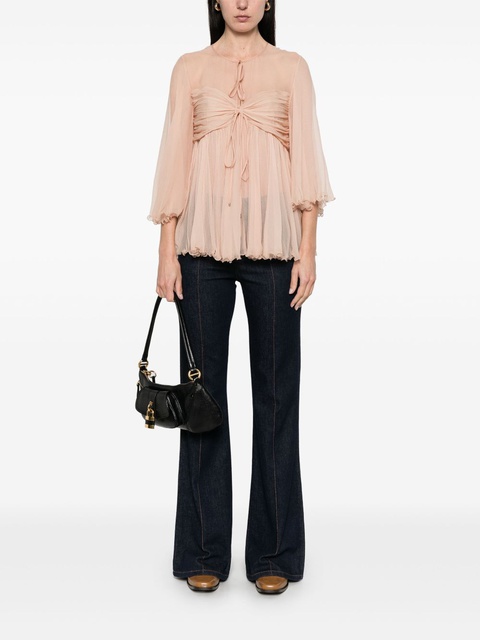 Chloé pleated silk top - Neutrals - zdjęcie produktu nr 2