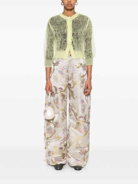 Simone Rocha bow-detail cropped cardigan - Green - zdjęcie produktu nr 2