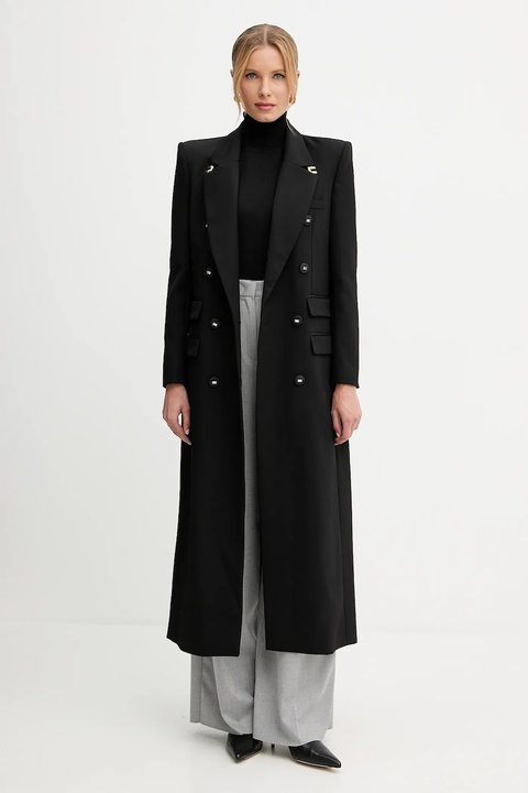 Elisabetta Franchi płaszcz wełniany kolor czarny CP00251E3 - zdjęcie produktu nr 2