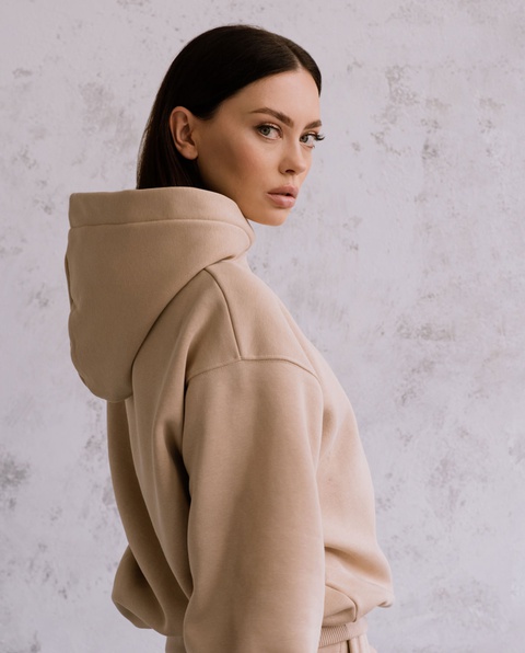 DOLLINA - Beżowa bluza z kapturem - zdjęcie produktu nr 1