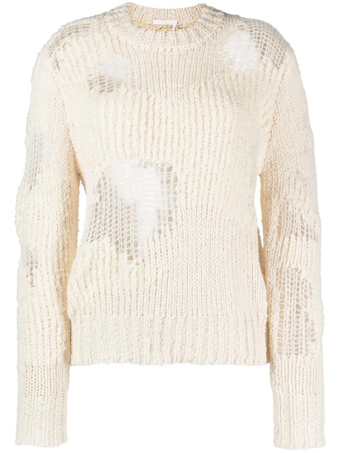 Chloé Generous chunky-knit distressed jumper - White - zdjęcie produktu nr 1