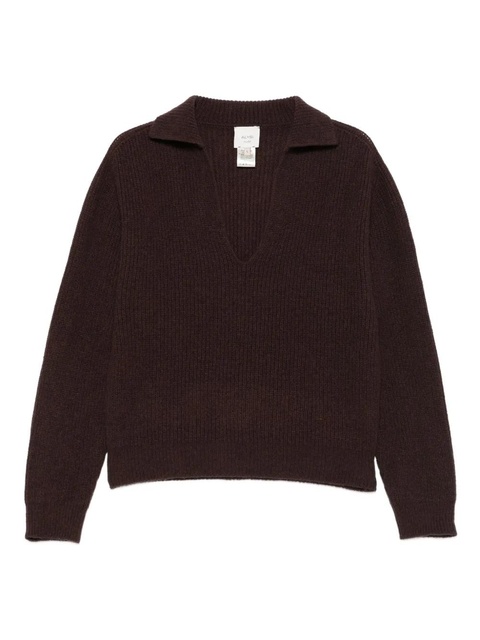 Alysi polo-neck ribbed knit sweater - Brown - zdjęcie produktu nr 1