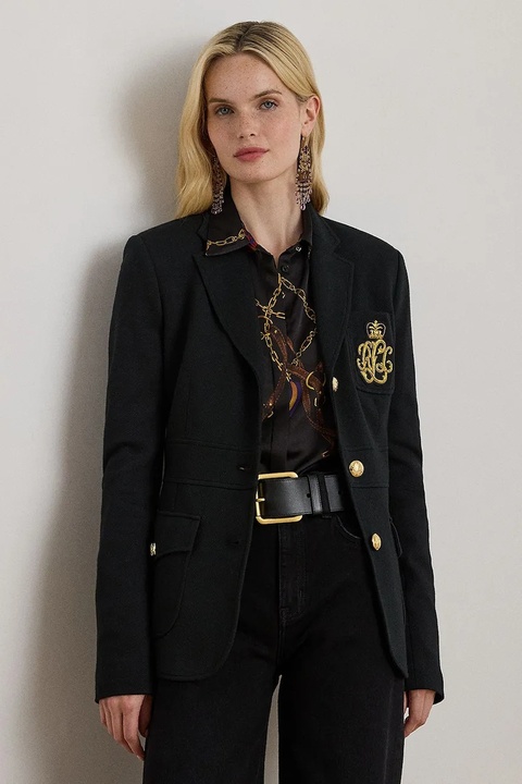 Lauren Ralph Lauren marynarka kolor czarny jednorzędowa gładka 200980022 - zdjęcie produktu nr 1