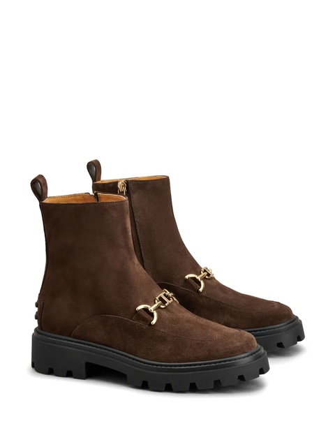 Tod's logo-plaque suede ankle boots - Brown - zdjęcie produktu nr 1