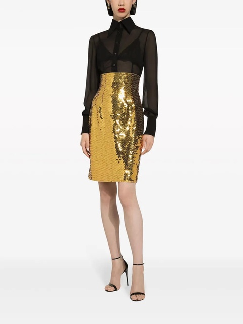 Dolce & Gabbana sequin-embellished high-waisted skirt - Yellow - zdjęcie produktu nr 2