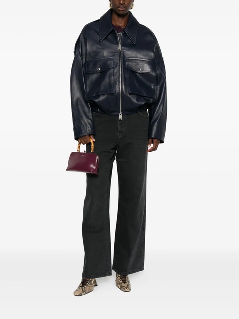 KHAITE leather zip-up bomber jacket - Blue - zdjęcie produktu nr 2