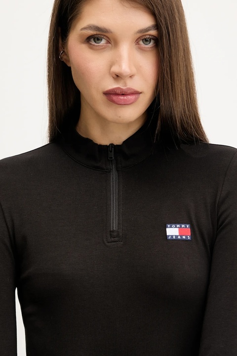 Tommy Jeans longsleeve kolor czarny z półgolfem DW0DW21567 - zdjęcie produktu nr 2