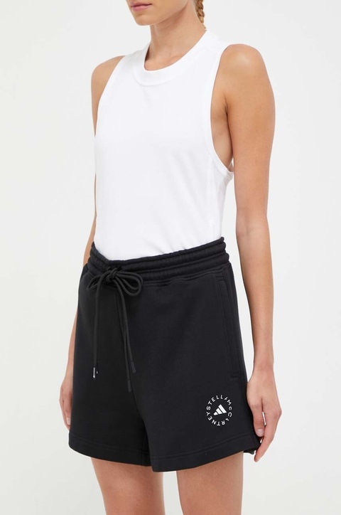 adidas by Stella McCartney szorty bawełniane Terry kolor czarny gładkie high waist IK9093 - zdjęcie produktu nr 1