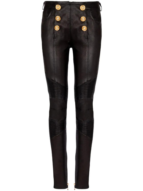Balmain leather skinny trousers - Black - zdjęcie produktu nr 1