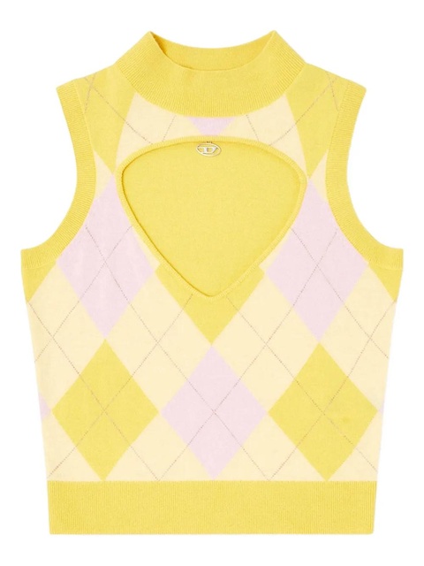 Diesel M-Romko-Sl cutout-neckline wool vest - Yellow - zdjęcie produktu nr 1