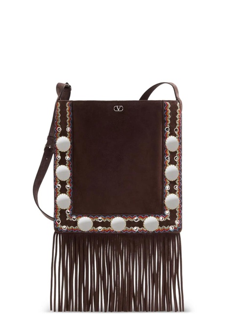 Valentino Garavani Nellcôte fringed cross body bag - Brown - zdjęcie produktu nr 1