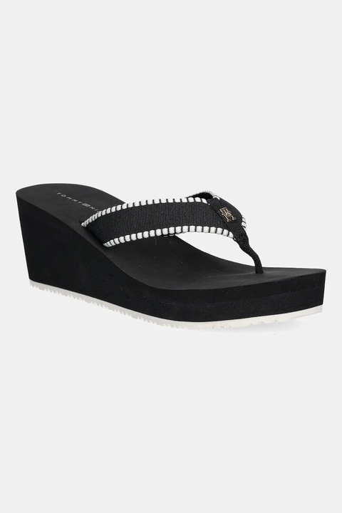 Tommy Hilfiger japonki WEDGE BEACH SANDAL damskie kolor czarny na koturnie FW0FW08738 - zdjęcie produktu nr 1