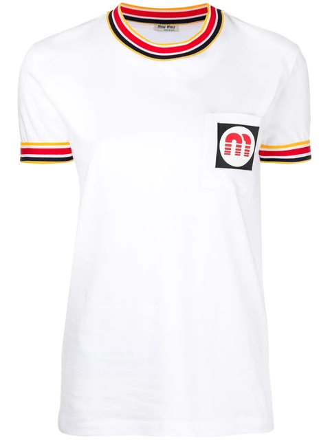 Miu Miu contrast trim T-shirt - White - zdjęcie produktu nr 1