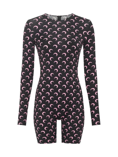 Marine Serre Moon-print jersey playsuit - Black - zdjęcie produktu nr 2