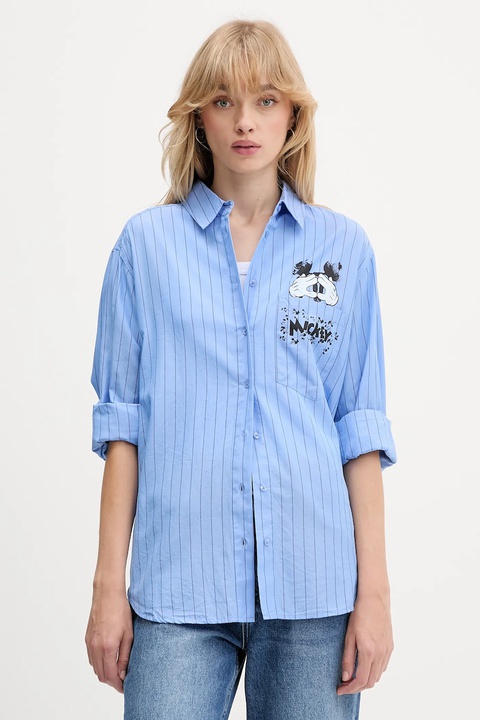 Desigual koszula MICKYSTRIPES damska kolor niebieski relaxed z kołnierzykiem klasycznym 25WWCW19 - zdjęcie produktu nr 2