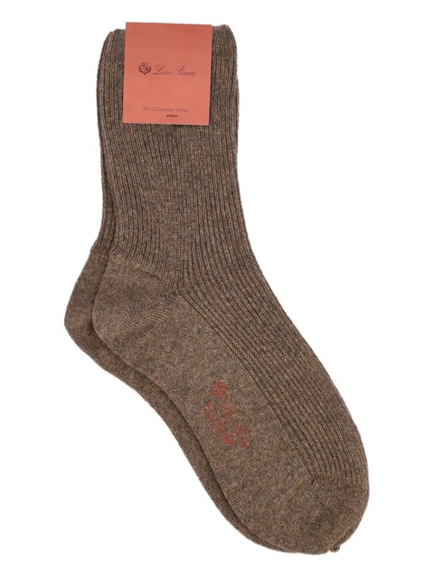 Loro Piana ribbed-knit cashmere socks - Brown - zdjęcie produktu nr 1
