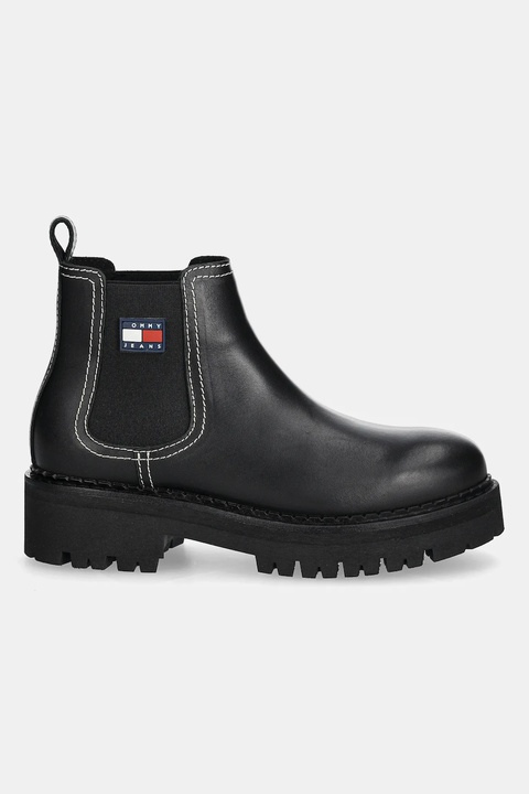 Tommy Jeans sztyblety skórzane TJW URBAN CHELSEA BOOT damskie kolor czarny na platformie EN0EN02908 - zdjęcie produktu nr 2