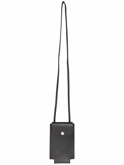 Longchamp Le Pliage Cuir phone case with strap - Black - zdjęcie produktu nr 1