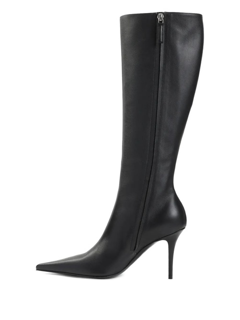 Amina Muaddi pointed-toe side-zip leather boots - Black - zdjęcie produktu nr 1