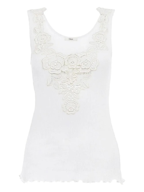 Chloé floral-appliqué top - White - zdjęcie produktu nr 1