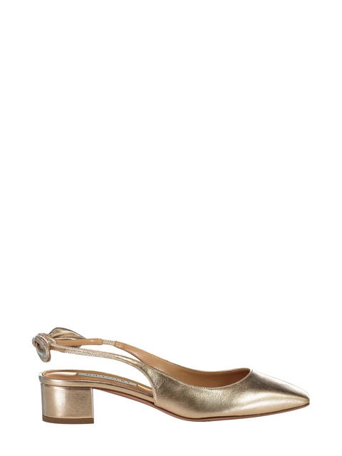 Aquazzura 35mm Very Bow Tie slingback pumps - Gold - zdjęcie produktu nr 1