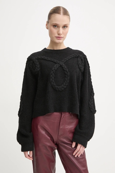 MUNTHE sweter wełniany SAKIRA damski kolor czarny 244160724472 - zdjęcie produktu nr 1