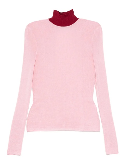 Self-Portrait high-neck ribbed top - Pink - zdjęcie produktu nr 1