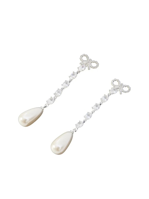 Self-Portrait bow droplet earrings - Silver - zdjęcie produktu nr 1