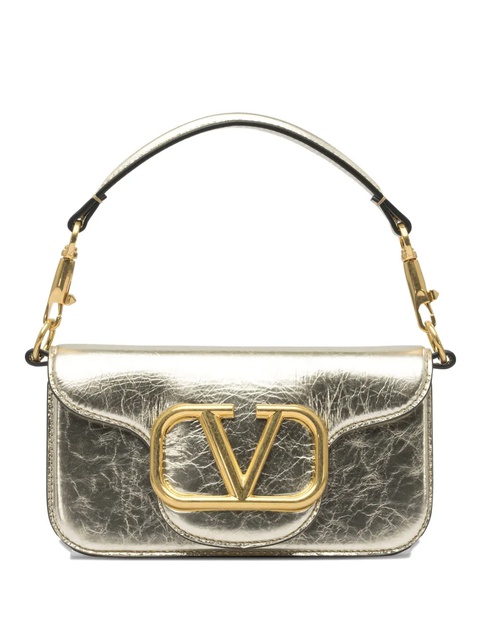 Valentino Garavani small Locò V-logo signature metallic leather shoulder bag - Yellow - zdjęcie produktu nr 1