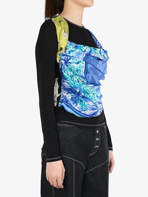 Marine Serre upcycled silk-scarves top - Blue - zdjęcie produktu nr 2