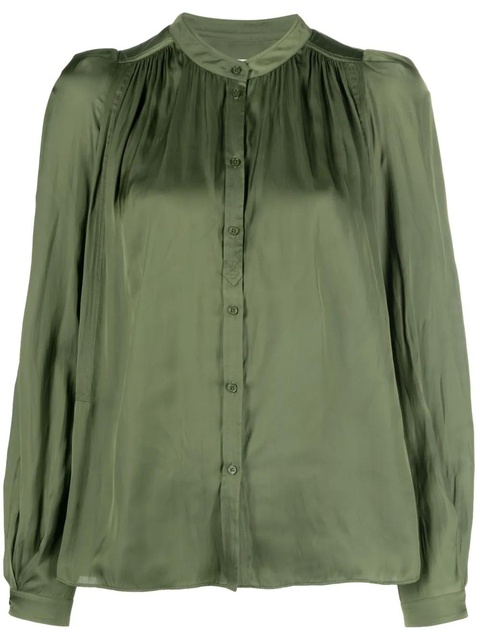 Zadig&Voltaire Tchin satin-finish ruched-detailed shirt - Green - zdjęcie produktu nr 1