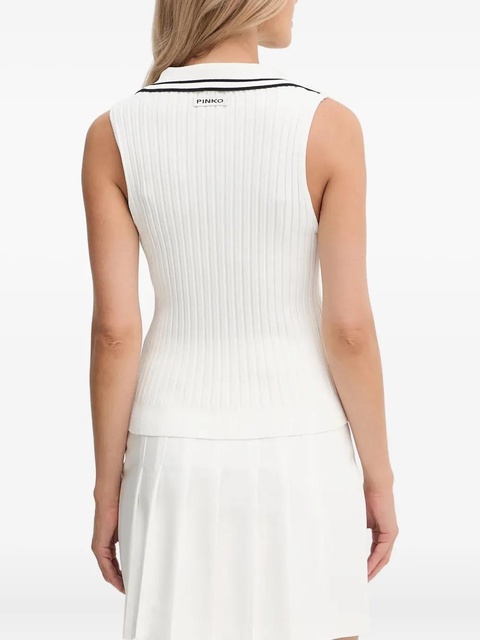 PINKO ribbed collared top - White - zdjęcie produktu nr 2