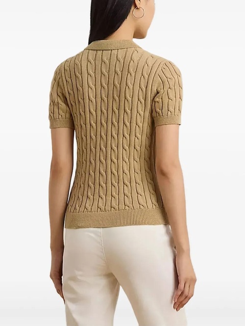 Lauren Ralph Lauren cable-knit polo top - Neutrals - zdjęcie produktu nr 2