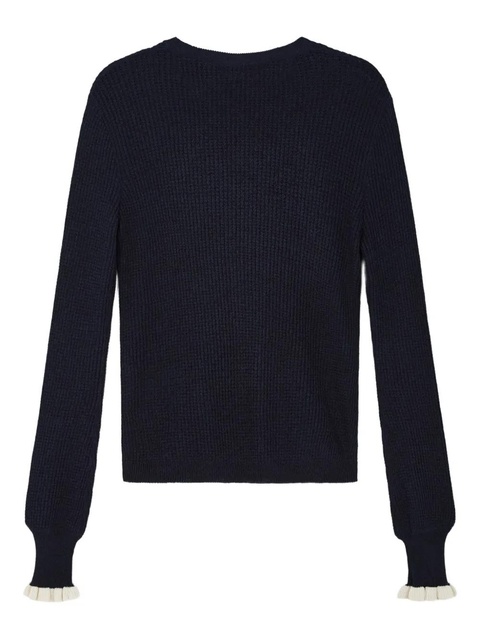 Valentino Garavani ribbed-knit ruffled-cuff sweater - Blue - zdjęcie produktu nr 2