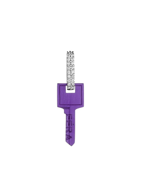 EÉRA 18K white gold small Key diamond earring - Purple - zdjęcie produktu nr 1