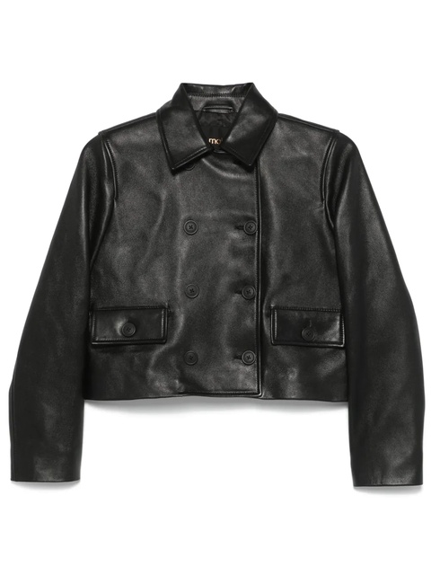 Maje cropped leather jacket - Black - zdjęcie produktu nr 1