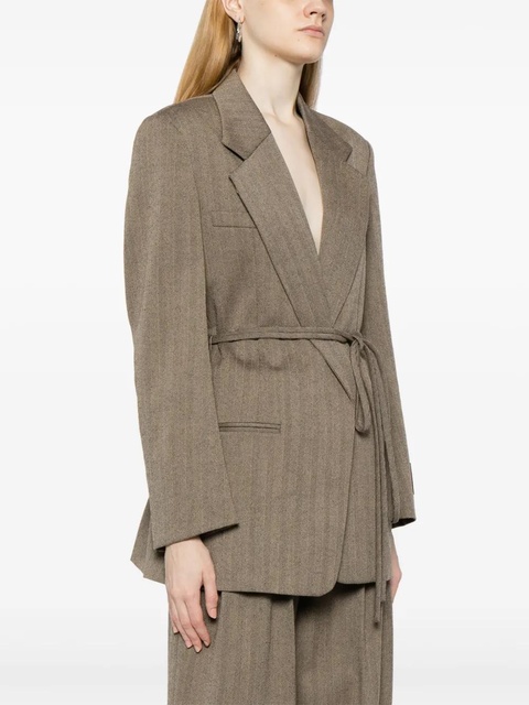 Alexander Wang herringbone wrap wool blazer - Brown - zdjęcie produktu nr 2