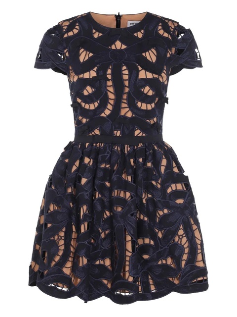 Self-Portrait embroidered mini dress - Blue - zdjęcie produktu nr 1