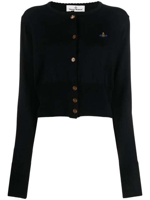 Vivienne Westwood Bea logo-embroidered cropped cardigan - Black - zdjęcie produktu nr 1