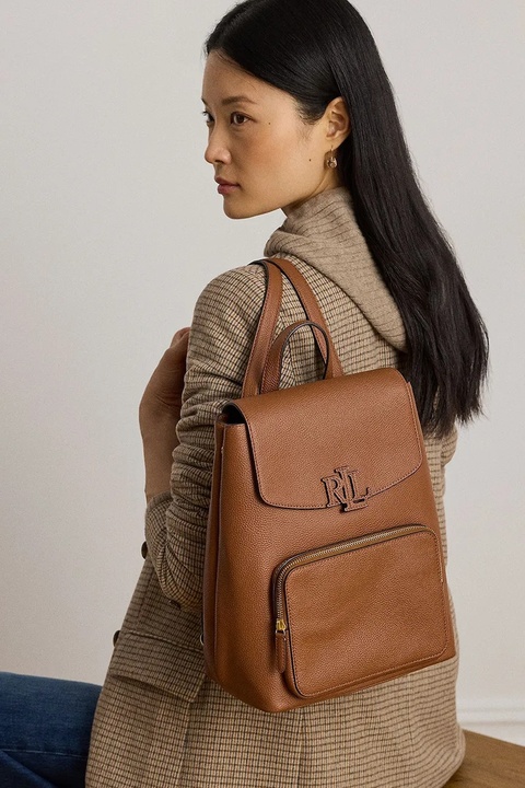 Lauren Ralph Lauren plecak skórzany damski kolor brązowy duży gładki 431969355 - zdjęcie produktu nr 2