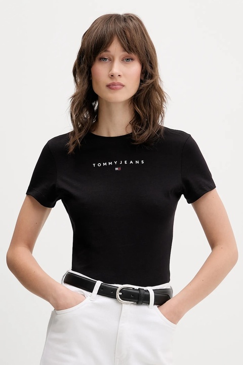 Tommy Jeans t-shirt bawełniany damski kolor czarny DW0DW21550 - zdjęcie produktu nr 1