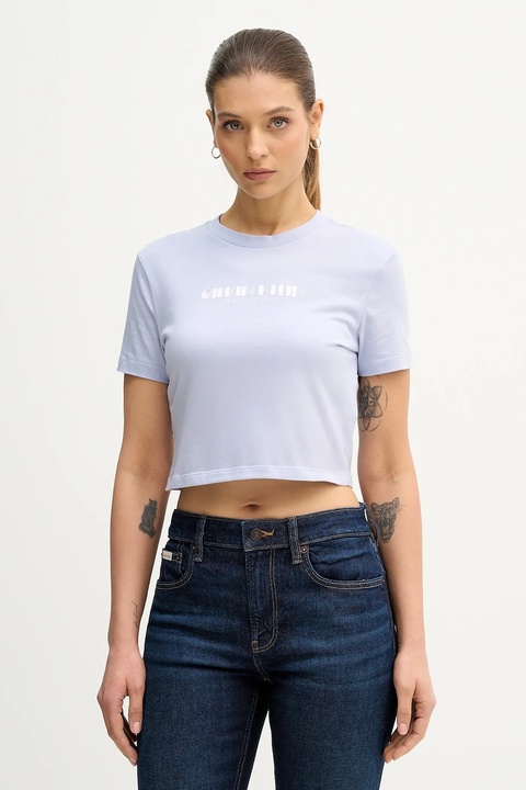 Calvin Klein Jeans t-shirt bawełniany damski kolor niebieski LV047E823G - zdjęcie produktu nr 1