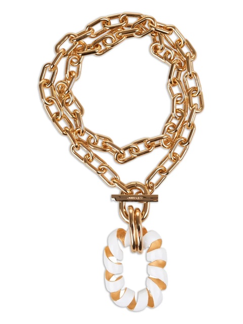 Rabanne Double XL link twist enamel-charm necklace - Gold - zdjęcie produktu nr 1