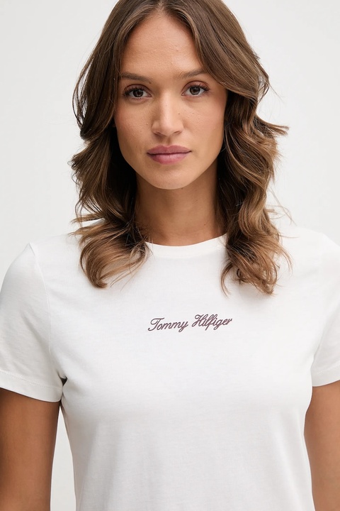 Tommy Hilfiger t-shirt bawełniany damski kolor biały WW0WW47460 - zdjęcie produktu nr 2