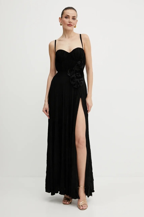 Elisabetta Franchi sukienka kolor czarny maxi rozkloszowana ABR2252E2 - zdjęcie produktu nr 1