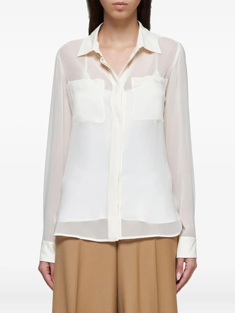Max Mara embroidered-pocket silk shirt - Neutrals - zdjęcie produktu nr 1