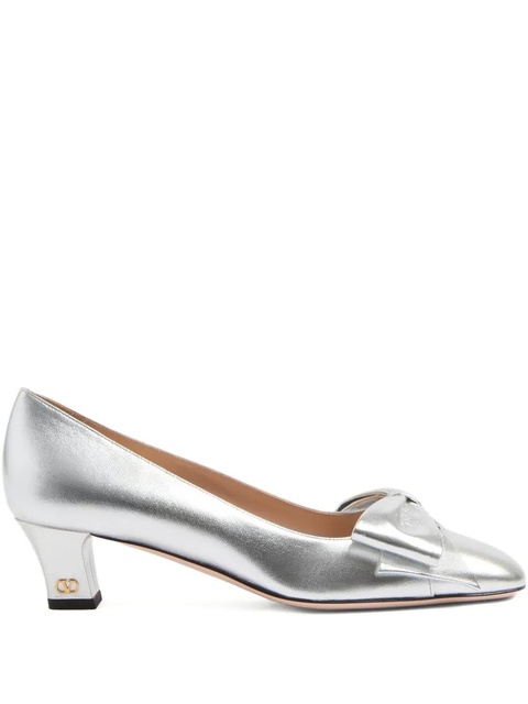 Valentino Garavani 45mm Bowow leather pumps - Silver - zdjęcie produktu nr 1