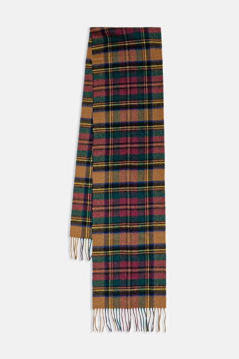 Barbour szalik wełniany kolor beżowy wzorzysty USC0137 - zdjęcie produktu nr 1