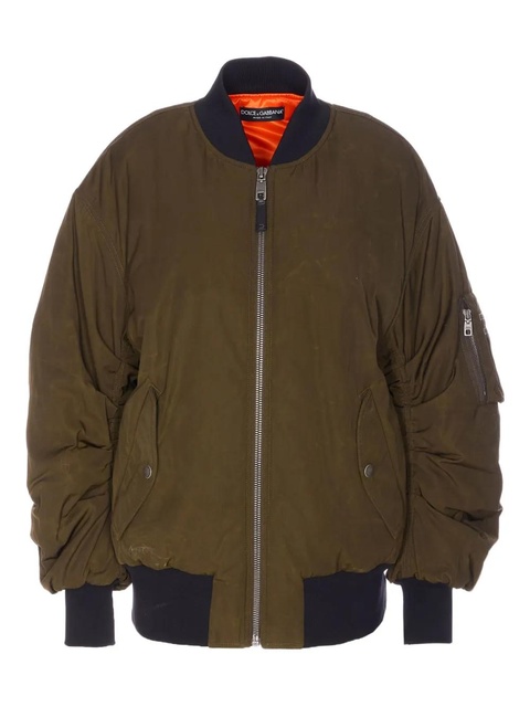 Dolce & Gabbana gathered-detail bomber jacket - Green - zdjęcie produktu nr 1